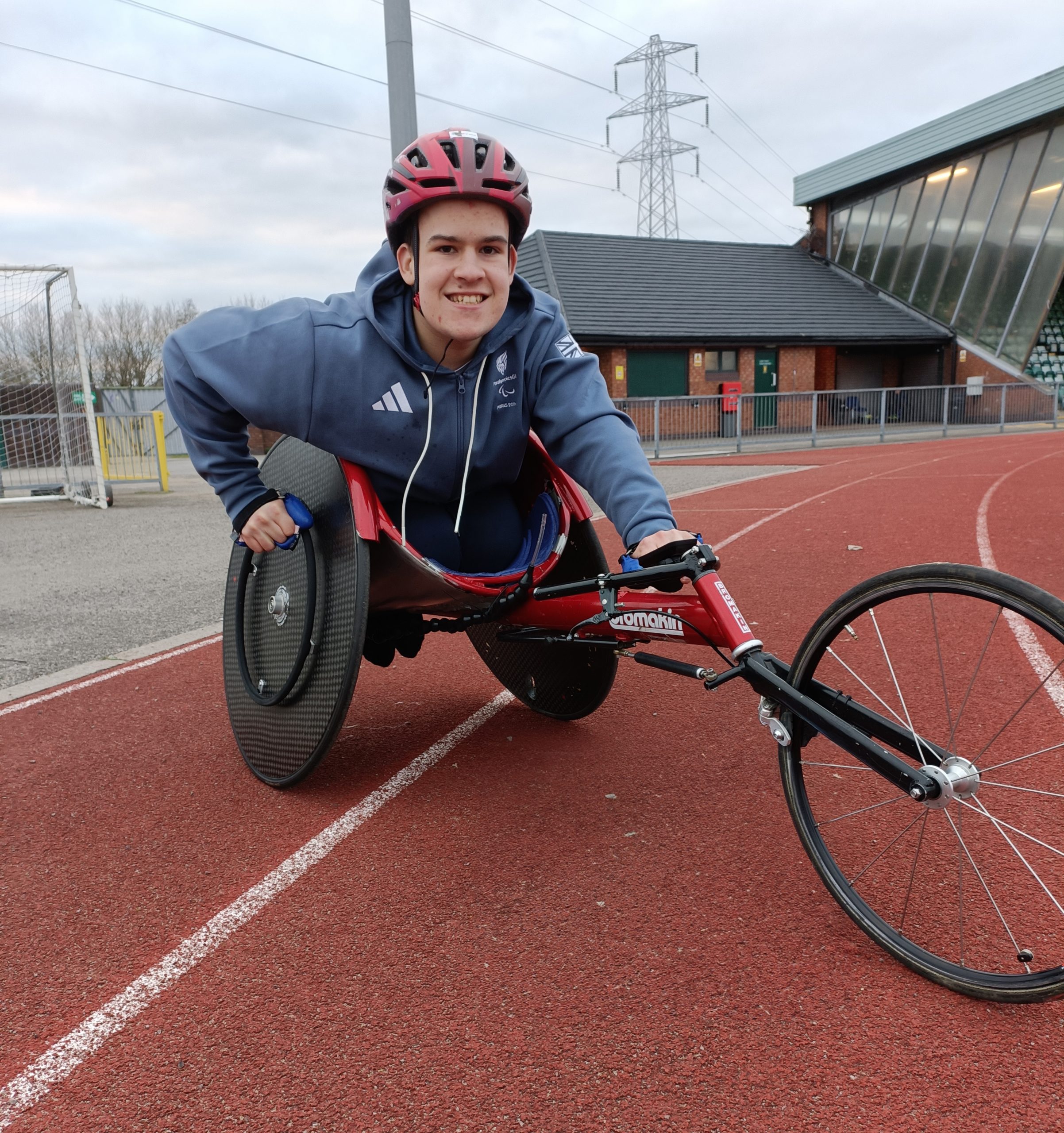 Owain Terrell in his racing wheelchair.